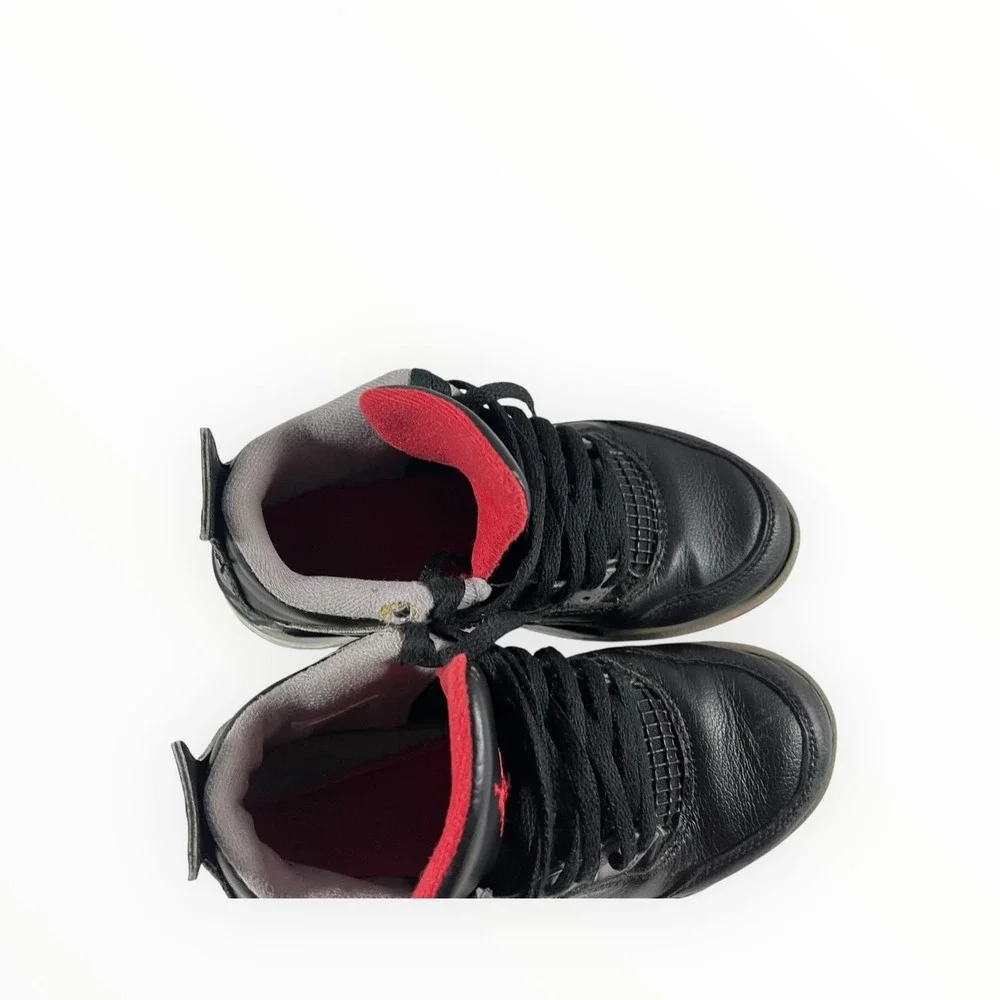 Nike Air Jordan 4 Retro Black Red Boys Athletic Shoes Sz 1Y
